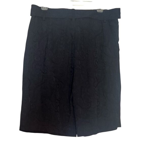 Dries Van Noten Shorts 42 Black Bermuda Jacquard Tapestry Rayon Linen 10-12 - Picture 2 of 7